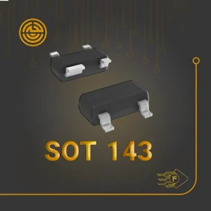 نمای دو پکیج ترانزیستور SOT143 روی پس‌زمینه تیره